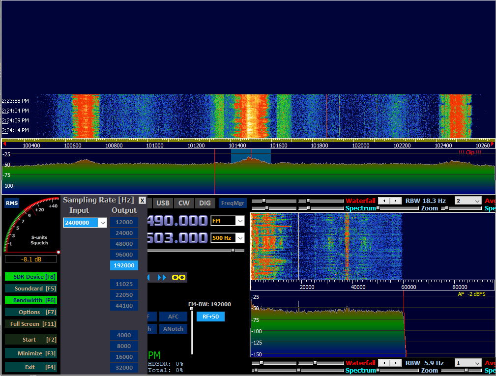 HDSDR Sampling settings
