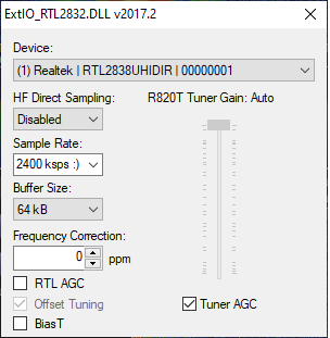 HDSDR SDR Settings